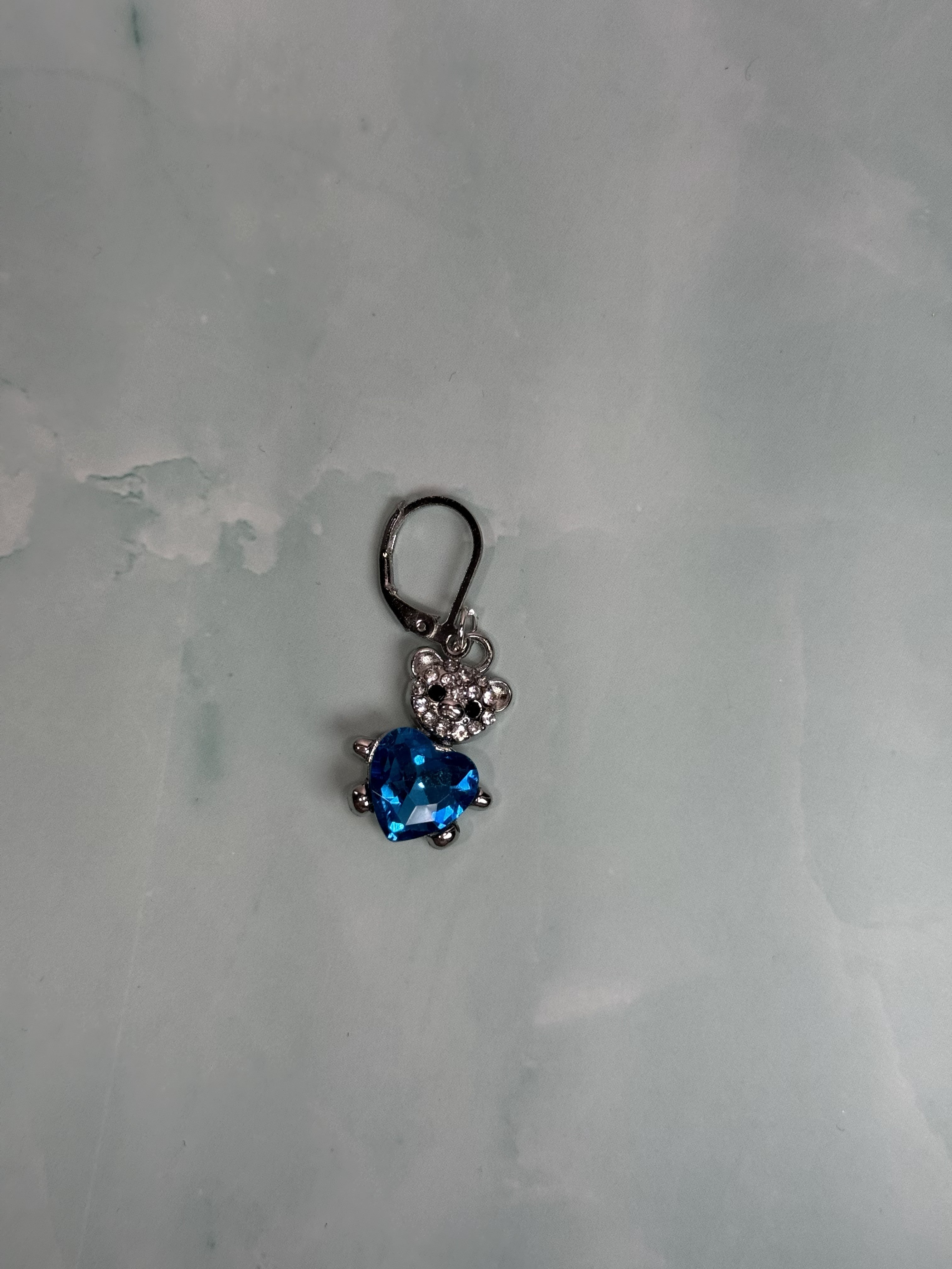 Glitzer Bär mit Herz Maschenmarkierer (Blau)